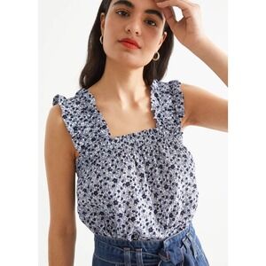 & Other Stories A-Line Ruffle Top in Ditsy Blue Floral Size 4 Dainty Feminine‎